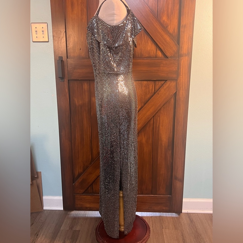 JM Studio Black Silver‎ Sequin Long Formal Dress 14W - Picture 3 of 5